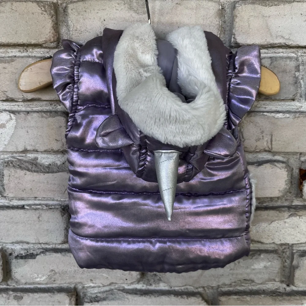 Little lass purple puff style unicorn kids vest